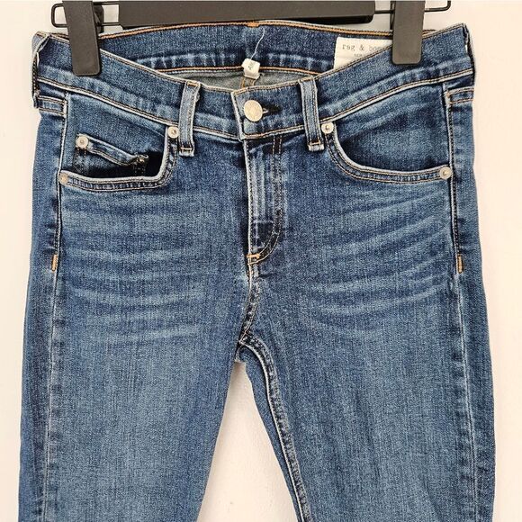 Rag & Bone Cate Mid-Rise Ankle Skinny Fray Step Hem Jeans in Hampton Wash 26 - Picture 6 of 15